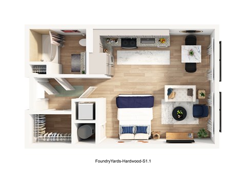 Floor plan for studio, 1 bath, 503 sqft